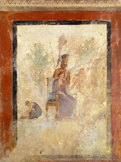 Fresco met Ares en Aphrodite, uit Huis van Gestrafte Liefde, Pompeii (UNESCO Werelderfgoedlijst) door Roman Roman