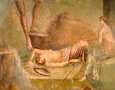 Fresco van slapende Maenad, uit Huis van de Citharist, Pompeii, Campania, Romeinse beschaving door Roman Roman