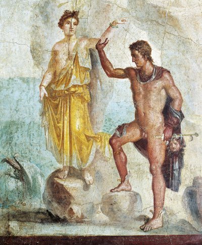 Fresco met Perseus die Andromeda bevrijdt, uit Huis van de Dioscuri, Pompeii door Roman Roman