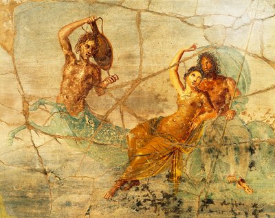 Fresco van Poseidon en Amphitrite, uit Pompeii, Italië door Roman Roman