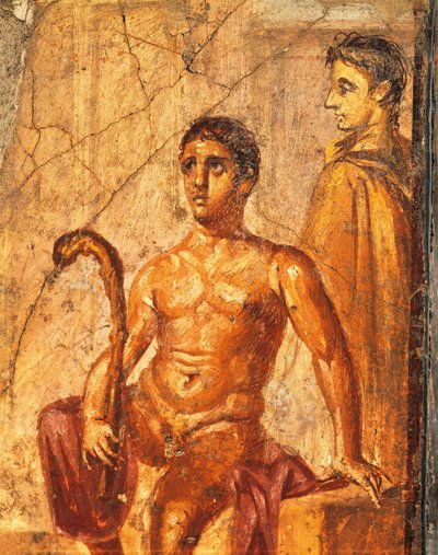Fresco met Selene en Endymion, uit Huis van Eeuwfeest, Pompeii, Campania, Italië door Roman Roman