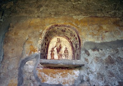 Fresco van een Lararium uit Pompeii (UNESCO Werelderfgoedlijst) door Roman Roman
