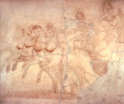 Fresco met wagen en wagenmenner, uit Herculaneum, Romeinse beschaving door Roman Roman