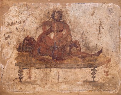 Fresco met erotische voorstelling, uit Pompeii, Italië door Roman Roman