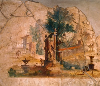 Fresco met landschap, uit Villa van Agrippa Postumus, Pompeii (UNESCO Werelderfgoedlijst) door Roman Roman