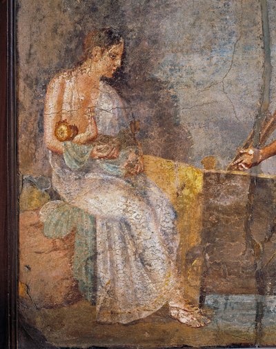 Fresco die moeder toont die haar baby voedt, uit Pompeii, Italië door Roman Roman