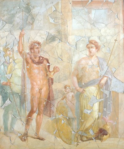 Fresco met mythologisch onderwerp, Huis van Fabius Rufus, Pompeii, Campania, Romeinse beschaving door Roman Roman
