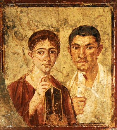 Fresco met Portret van Paquio Proculo en zijn Vrouw, uit Pompeii door Roman Roman