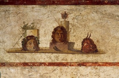 Fresco met drie hoofden, Huis van Caius Julius Polybius, Pompeii (UNESCO Werelderfgoedlijst) door Roman Roman