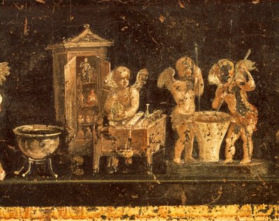 Fresco uit Huis van Vetti, Pompeii, Campania, Romeinse beschaving door Roman Roman