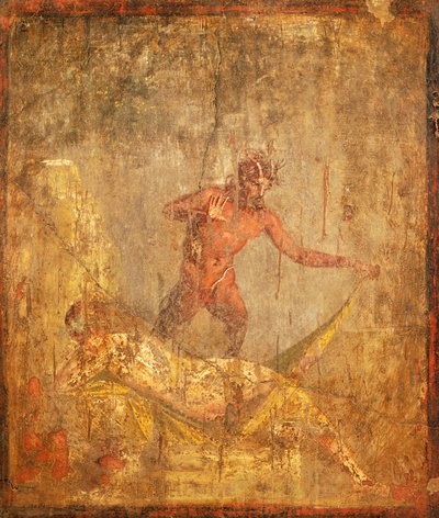 Fresco met een erotisch onderwerp dat Nymph en Pan afbeeldt uit Pompeii (UNESCO Werelderfgoedlijst) door Roman Roman