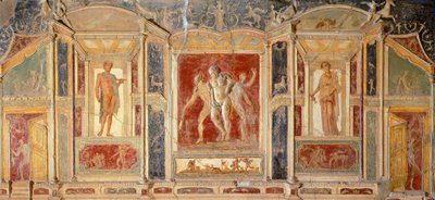 Fresco met wanddecoratie, uit Huis van Meleagro, Pompeii (UNESCO Werelderfgoedlijst) door Roman Roman