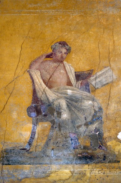 Griekse dichter Menander, fresco uit het Huis van Menander, Pompeii (UNESCO Werelderfgoedlijst) door Roman Roman