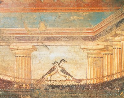 Hera Sannita fresco met vogels, Huis van het Labyrint, Pompeii, Campania, Romeinse beschaving door Roman Roman