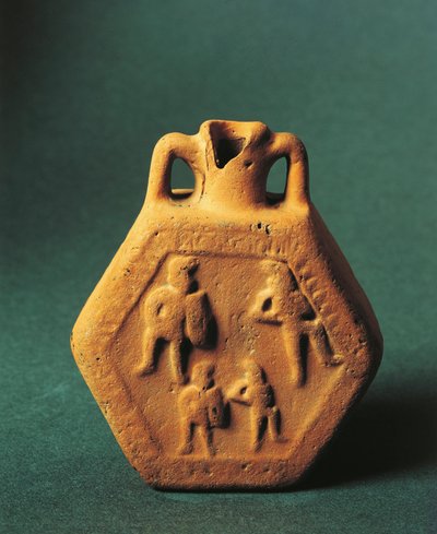 Heupfles met gladiatoren, Emilia-Romagna (keramiek) door Roman Roman