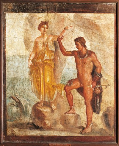 Perseus bevrijdt Andromeda uit het Huis van de Vijf Skeletten, fresco door Roman Roman