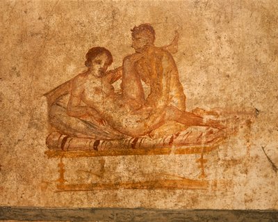 Italië, Campania Regio, Napels Provincie, Pompei, Huis van Vettii, Erotisch fresco door Roman Roman