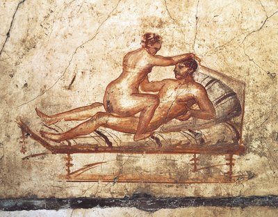 Italië, Regio Campania, Provincie Napels, Pompeii, Huis van Vettii, Erotisch fresco door Roman Roman