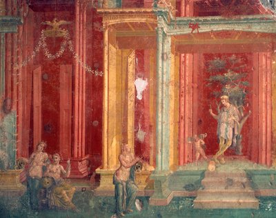 Italië, Provincie Napels, Regio Campania, Pompeii, Huis van Loreio Tiburtino, Fresco door Roman Roman