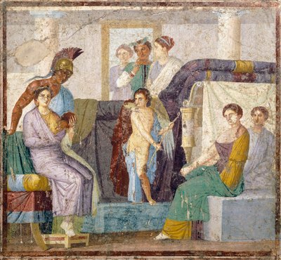 Huwelijk van Venus en Mars, tablinum muurschildering uit Huis van Marco Lucrezio Fronto, Pompeii, Campania, Romeinse beschaving door Roman Roman