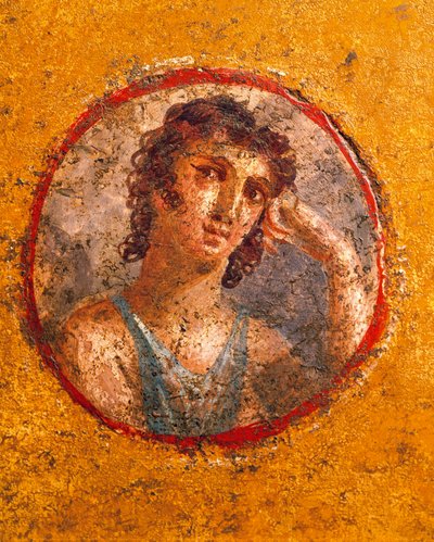 Medallion met jongensportret, fresco, uit Casa degli Amorini Dorati (Huis van Gouden Cupido