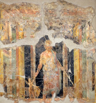 Schilderij in de Vierde Pompeiaanse Stijl met Jupiter door Roman Roman