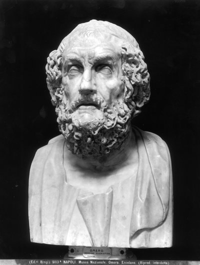 Portretbuste van Homerus, kopie naar een Grieks Hellenistisch origineel door Roman Roman