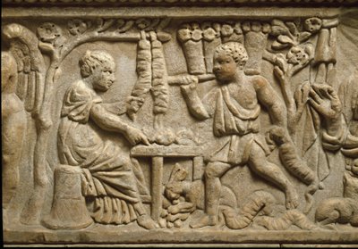Afbeelding van een kroonfabrikant (reliëf) door Roman Roman