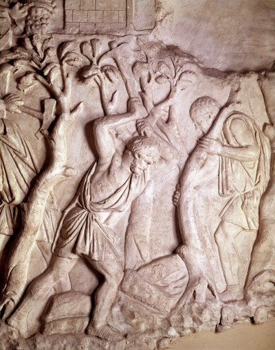 Romeinse kunst: opruimscène, laag reliëf door Roman Roman