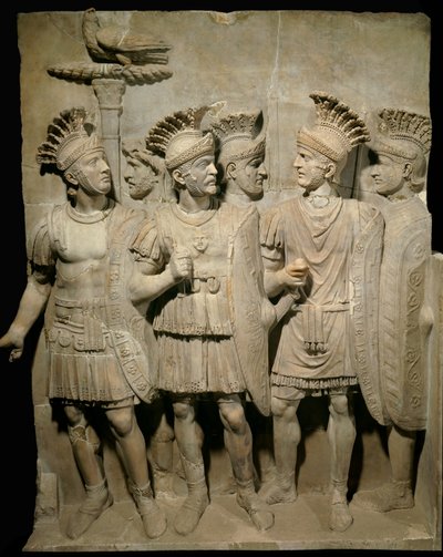 Romeinse kunst: marmeren reliëf dat de pretoriaanse garde, legionairs en elitesoldaten voorstelt door Roman Roman