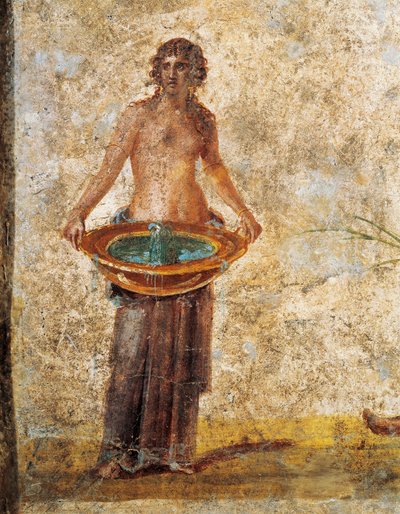 Romeinse beschaving - Vrouw die een emmer water draagt, uit Pompei door Roman Roman