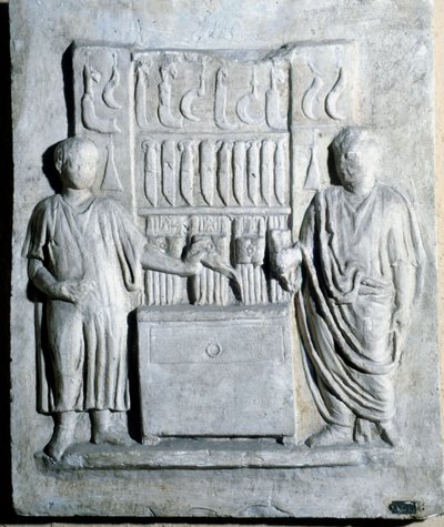 Bord van de messenwinkel in de Romeinse tijd door Roman Roman
