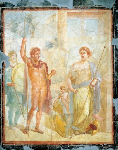 Het huwelijk van Alexander (Ares) en Stateira (Aphrodite), fresco in Regio 6 Insula Occidentalis 39, Pompeii door Roman Roman