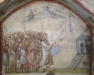 De Opwekking van Lazarus, Catacomben van Via Latina, Rome door Roman Roman