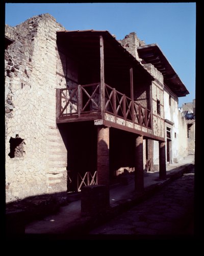 Uitzicht op het huis genaamd casa a Graticcio, 5e eeuw v.Chr.-1e eeuw n.Chr. door Roman Roman