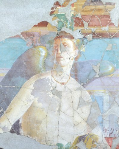Gevleugelde vrouw, detail van fresco in het Huis van Fabius Rufus, Pompeii, Campania, Romeinse Beschaving door Roman Roman