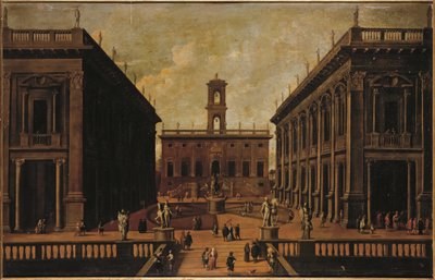 Uitzicht op de Piazza del Campidoglio, Rome door Roman School