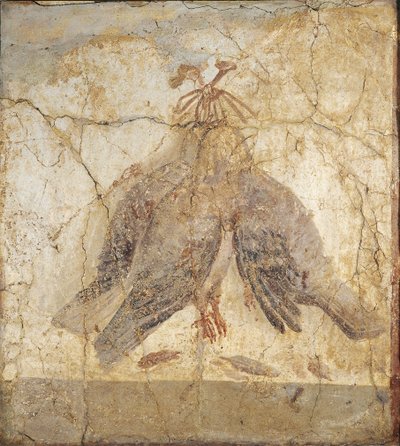 Stilleven met vogels hangend aan een spijker door Roman master
