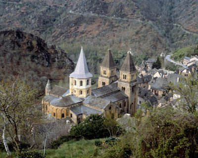 Luchtfoto van de abdij door Romanesque