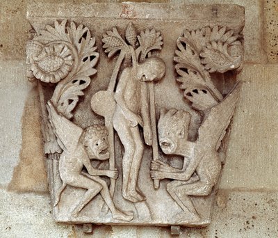 Ophanging van Judas (gesneden kapiteel) door Romanesque