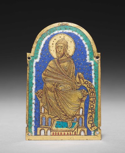 Plaquette: Zittende profeet van een reliekschrijn: Osea (Hosea), ca. 1170-1180 door Romanesque