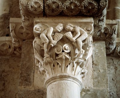 Voorstelling van de Winden (gekerfd kapiteel) door Romanesque