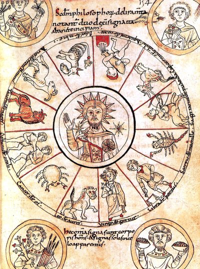 De zon omringd door tekens van de dierenriem door Romanesque