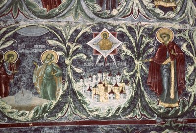 Salomo, detail van de Boom van Jesse, zuidmuur van de kerk, ca. 1601 door Romanian School