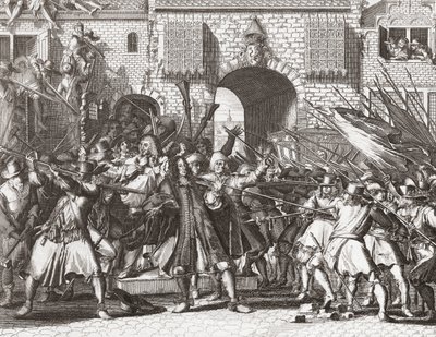 Lynchmenigte grijpt de gebroeders De Witt door Romeyn de (after) Hooghe