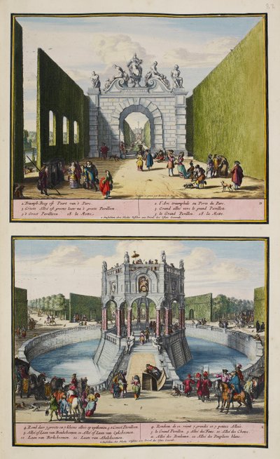 Het park in Enghien, c.1685, illustratie uit 
