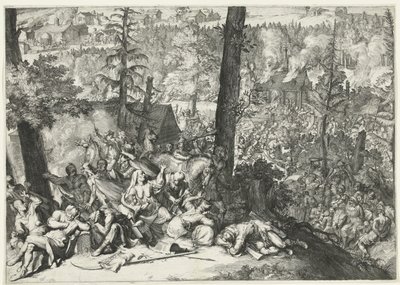 Overwinning van hertog Karel V van Lotharingen en markgraaf Lodewijk Willem van Baden-Baden op de Turken, 1687 door Romeyn de Hooghe (attributed to)