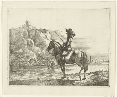 Ruiter bij een rivier door Romeyn de Hooghe (attributed to)