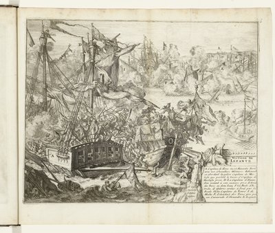 Slag bij Lepanto, 1571 door Romeyn de Hooghe (attributed to)