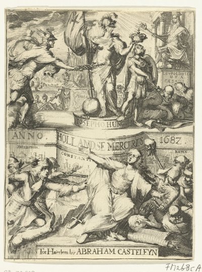 Titelpagina voor de Hollandsche Mercurius over het jaar 1687 door Romeyn de Hooghe (attributed to)